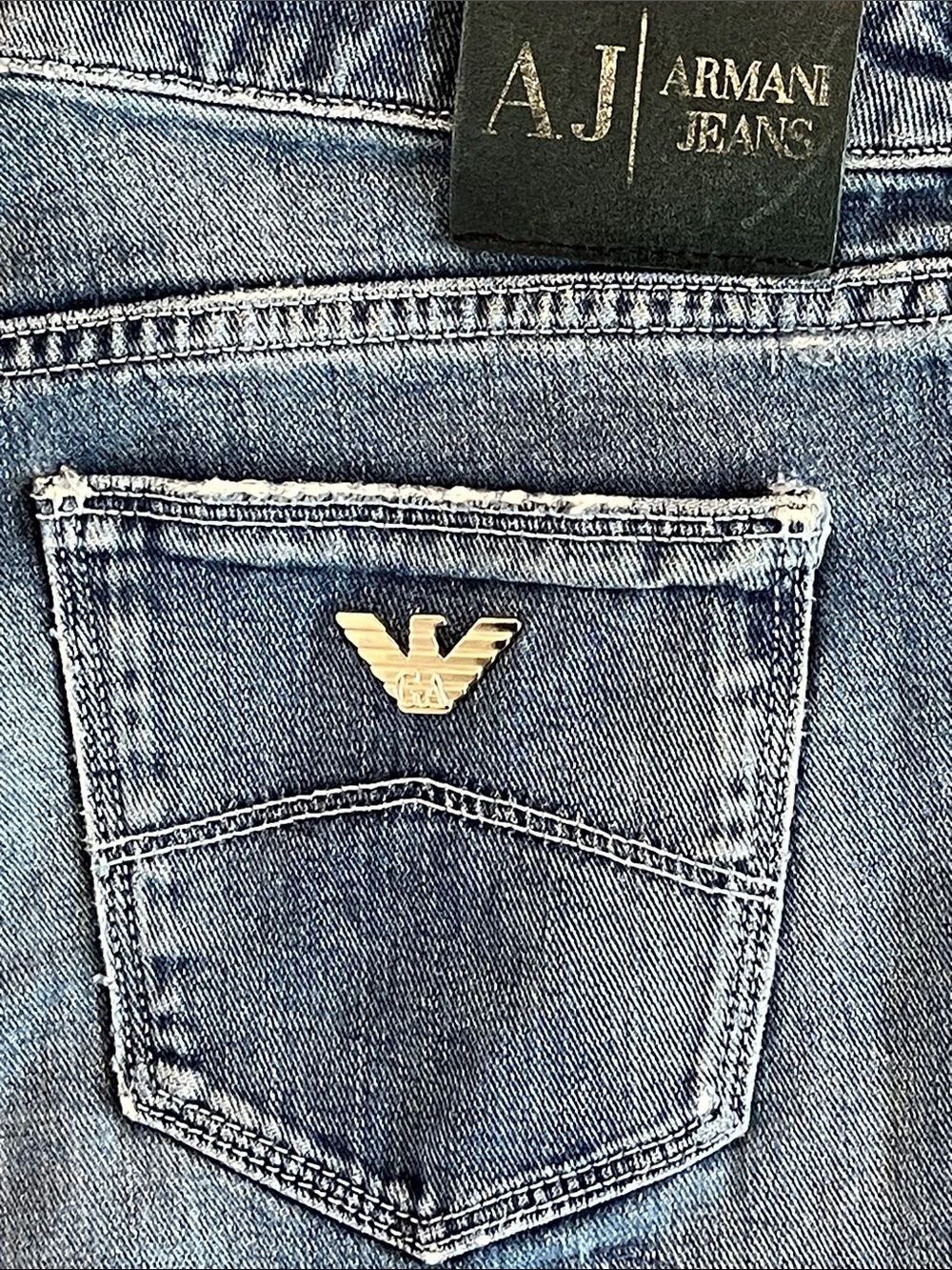 Armani Jeans Lotus Jeans. Boyfriend Distressed Denim Skinny Jeans Embroidered.